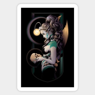 Anglerfish Mermaid Holding Skull - From the Depths Magnet